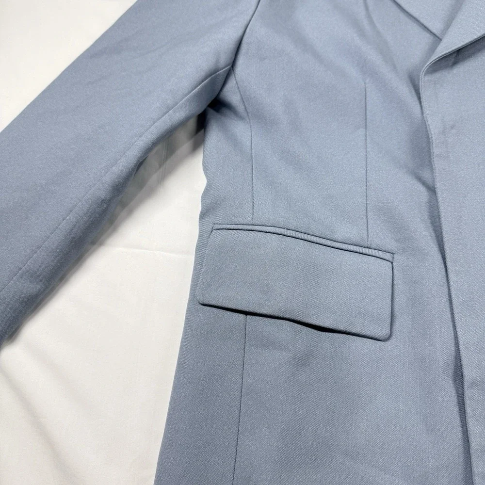 We11done Embossed Logo Double Blazer Jacket Unisex M Sky Blue Oversized Korea